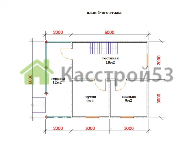 Дом каркасный 6х8 ДК12