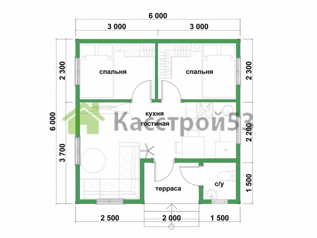 Дом из бруса 6х6 ДБ13
