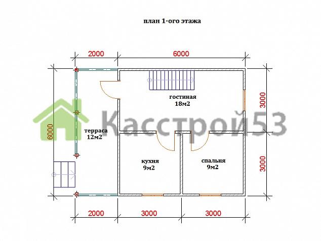 Дом каркасный 6х8 ДК12