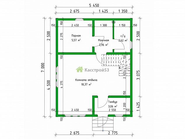Дом каркасный 7х5,4 ДК41