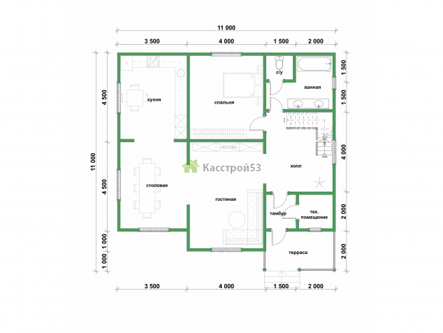 Дом каркасный 11х10 ДК6